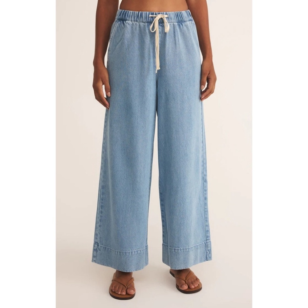 Z Supply Light Blue Wide Leg Drawstring Pants